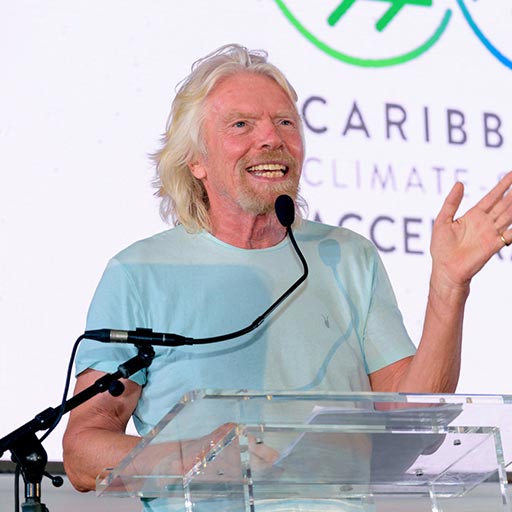Richard Branson speaking at the Caribbean Climate-Smart Accelerator